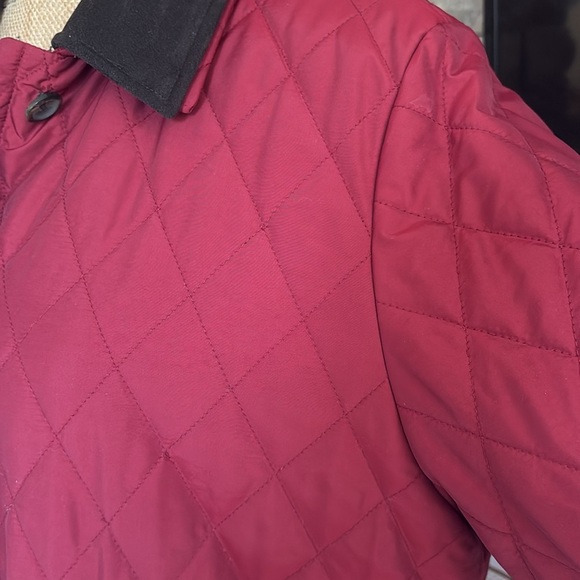 Vintage Carlisle maroon quilted barn jacket removable brown collar pockets - Picture 5 of 16